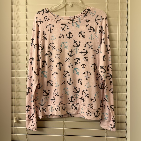 NEW- Cold Crush Pink Anchor Women's Medium Pullover Sweater Soft Pajama Top - Picture 1 of 12